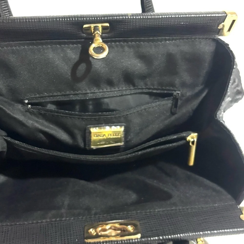 Giada Pelle croc embossed satchel Elegant Black Handbag